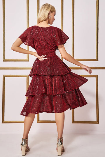 Sequin Lurex Tiered Midi Dress Goddiva